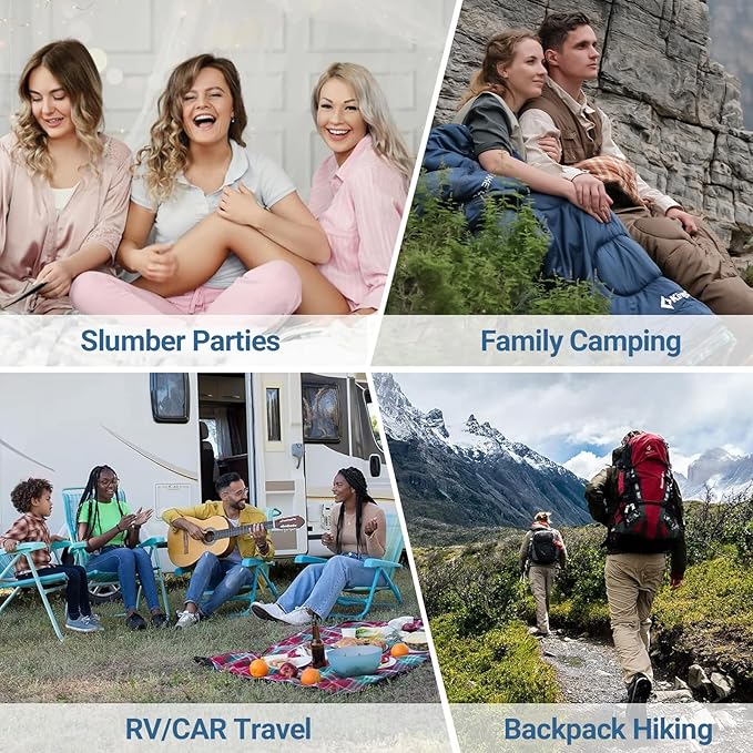 KingCamp Sleeping Bag for Adults Cold Weather &amp Warm XL Big and Tall Flannel Sleeping Bags with Compression Sack Portable Waterproof Essentials Gear Accessories for Outdoor Camping