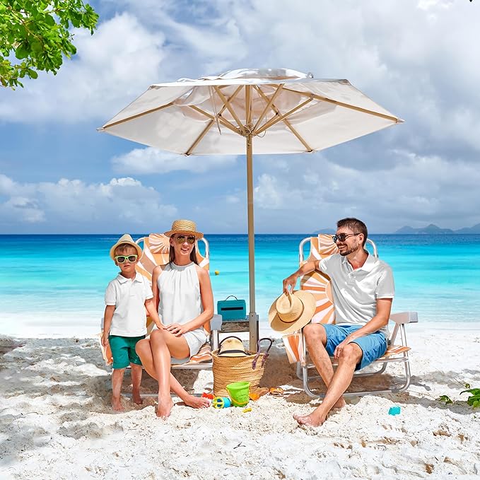 Beach Chair for Adults 5 Position Lay Flat Backpack Beach Chair with Cooler Cup Holder and Storage Bag Portable Folding Heavy Duty Beach Lounger for Outdoor Lawn Camping Festivals-Boho Sun