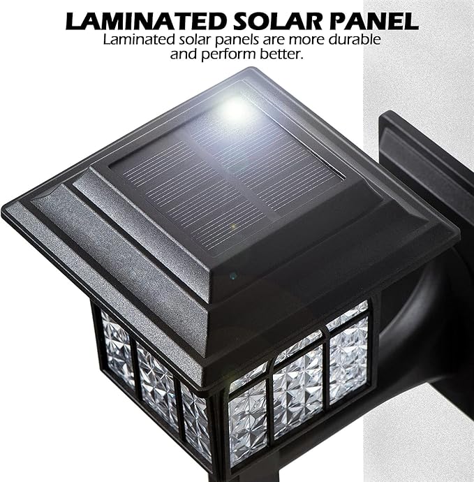 LeiDrail Solar Fence Lights 4 Pack Solar Lights Outdoor Waterproof Lantern Warm White LED Wall Deck Post Landscape Lighting for Garden Yard Patio Front Door