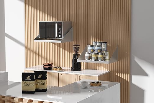 Stainless Steel Microwave Shelf 18x24 200 lb Heavy Duty Metal Appliance Wall Mount Floating Shelving Commercial Microwave Rack for Kitchen Restaurant and Hotel