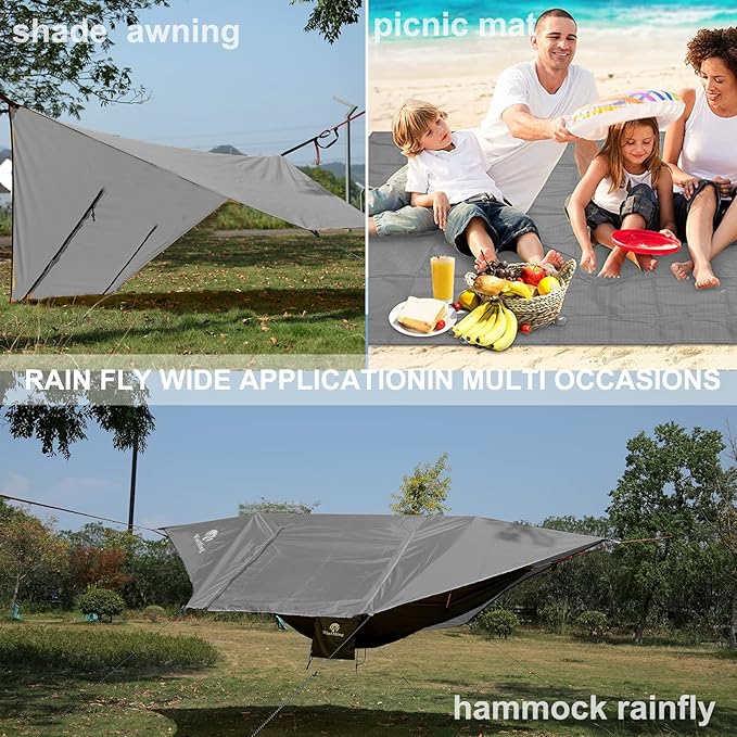 WintMing Hammock with Mosquito Net and Rain Fly Cover 3 in 1 Camping Hammock Tent 440lbs Load