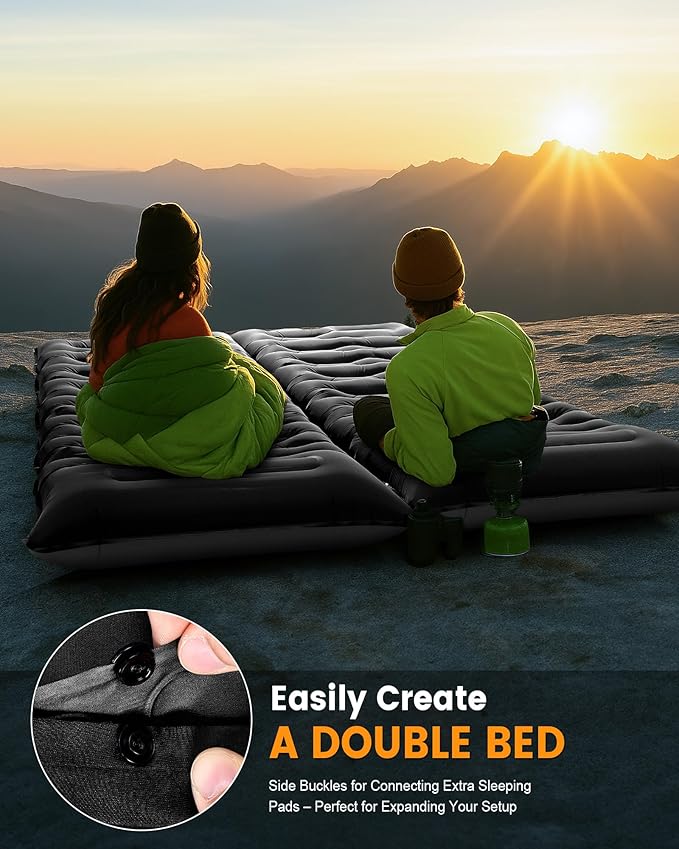 Camping Sleeping Pad5.9 Inch Thick Camping Mat with Built in Pillow and Foot PumpSelf Inflating Sleeping Pad for Camping Backpacking（Green