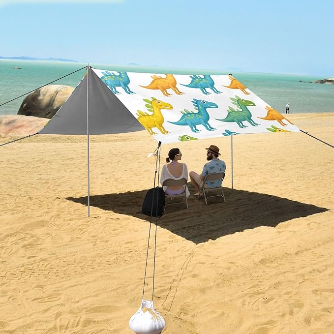 Repetitive Dinosaurs Camping Sun Shelter Beach Tent Portable Beach Sun Shade Outdoor Canopy for Camping Trips Fishing Picnic