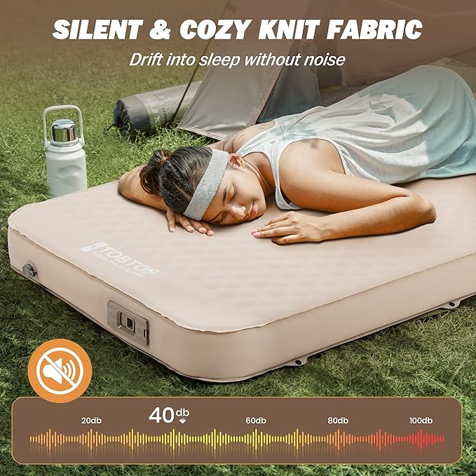 TOBTOS 4 Thick Self Inflating Sleeping Pad with Electric Pump 60s Inflate Ultra-Compressible Compact Foam Camping Mattress Insulated Sleeping Mat for Tent Car Camping