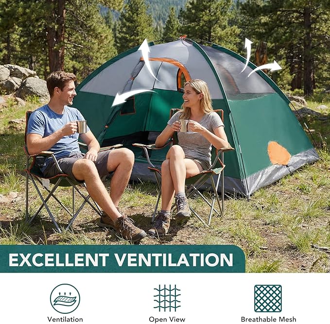 OLIXIS Camping Tent 2/4 Person Waterproof Windproof Dome Tent with Multi-Directional Ventilation Quick 5 Min Setup for Family Outdoor Backpacking Hiking