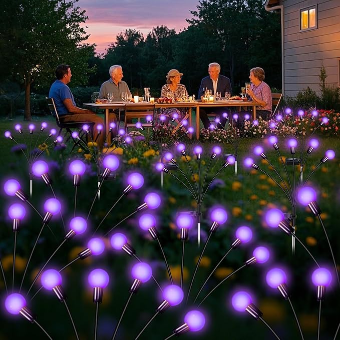 Solar Garden Lights Outdoor Waterproof Solar Powered Lights for Yard Pathway Patio Swaying Lawn Decor as Gardening Gifts for Women Holiday (Purple 2 Pack)
