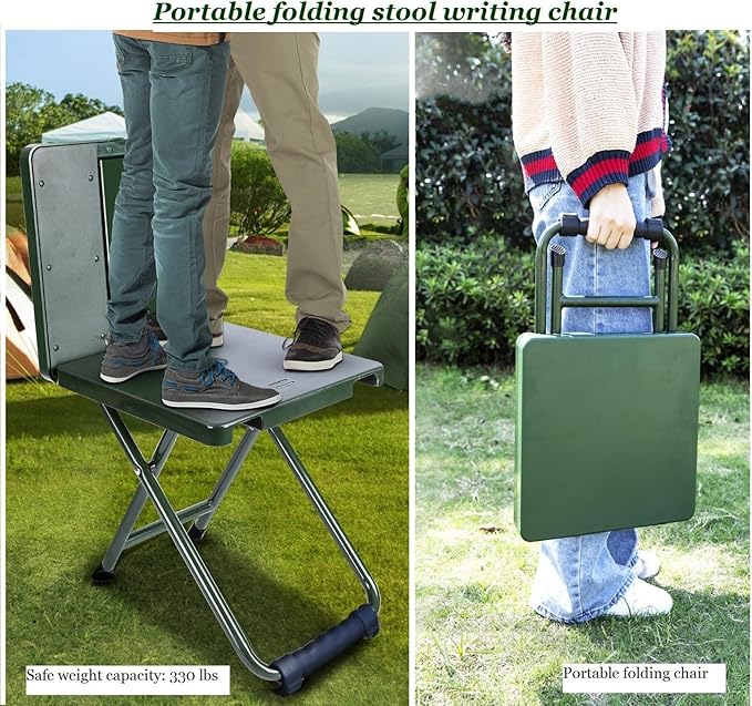 Folding Camping Chair Stool Portable Fishing Stool Multi-Functional 3 in 1 Folding Chair with Side Table for Outdoor Camping Hunting Hiking Beach Picnic