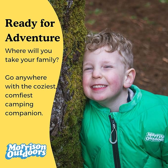 Mighty Mo 20° Down Kids Sleeping Bag (Ages 3-5). The Warmest Lightest Camping Sleeping Bag for Kids Ages 3-5.