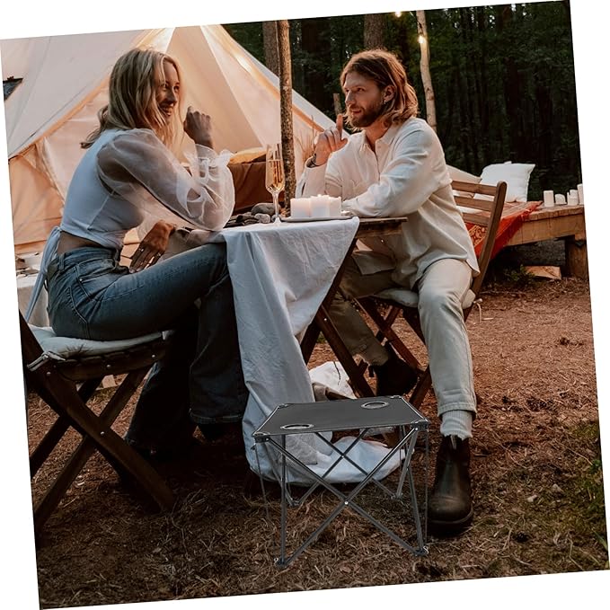 UPKOCH Portable Outdoor Folding Table Lightweight Camping Picnic Table Cup Holders for Beach BBQ and Outdoor Activities