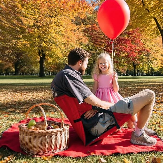Folding Seat Cushions for Outdoor StadiumsPortable Adjustable Bleacher Chairs Featuring Back Support and CushionsLightweight Enhanced Thickness Dirt-Resistant（Red Grey）