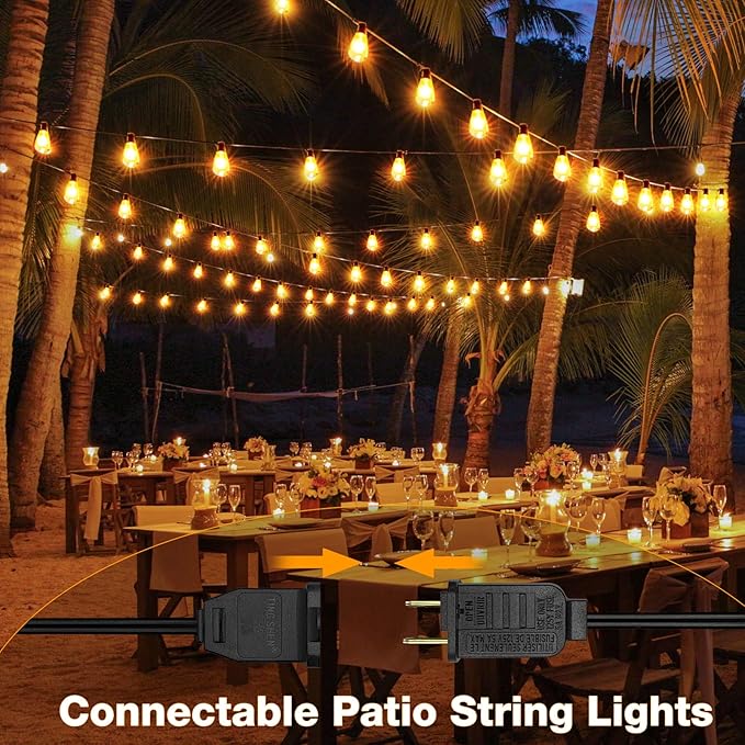GLUROO 60FT LED Outdoor Patio Lights Waterproof with 30+2 Vintage Bulbs Shatterproof Energy Saving2700K Hanging Edison String Lights Outside for BackyardBistroCampingGazebo
