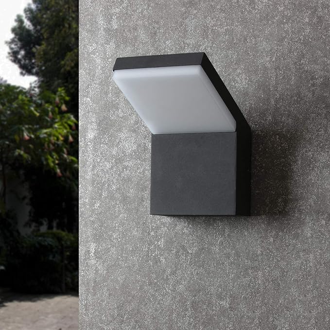 Wall Light Outdoor LED Wall Mount Lamp Modern Wall Sconce Lighting Lantern Fixture Dark Grey Aluminum Lights for Porch Front Door Garden Yard Patio IP65 Waterproof 18W 1800Lm 3000K