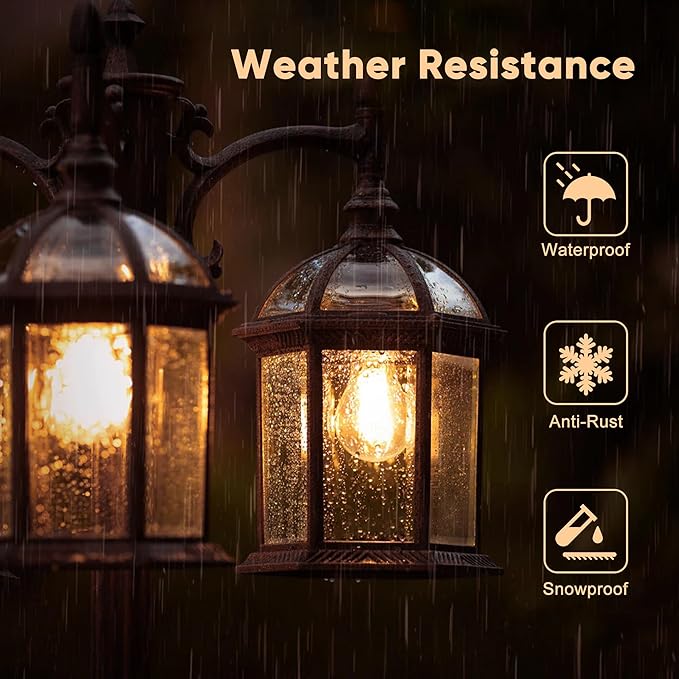 Dusk to Dawn Outdoor Lamp Post Light with 3 LED Bulbs Triple Head Aluminum Street Light Post for Outside with Sensor Waterproof Birdcage Pole Lighting Fixture for Backyard Garden Patio Bronze
