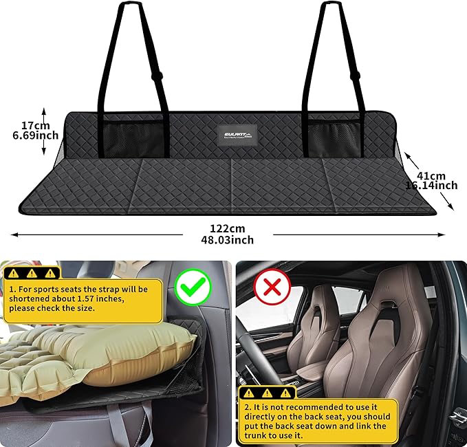EULANT Portable Air Mattresses for SleepingSynthetic Leather Car Rear Seat Mattress Extension PlateFolding Car Bed Mattress Increase Travel Trunk Space &amp Car Bed Camping Space for Car/SUV/Model