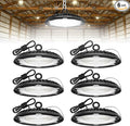 HYPERLITE UFO LED High Bay Light: 150W 19500LM High Bay LED Shop Lights with 6ft Plug - 5000K IP65 LED Warehouse Lights for Workshop Stadium Garage Lighting 6-Pack