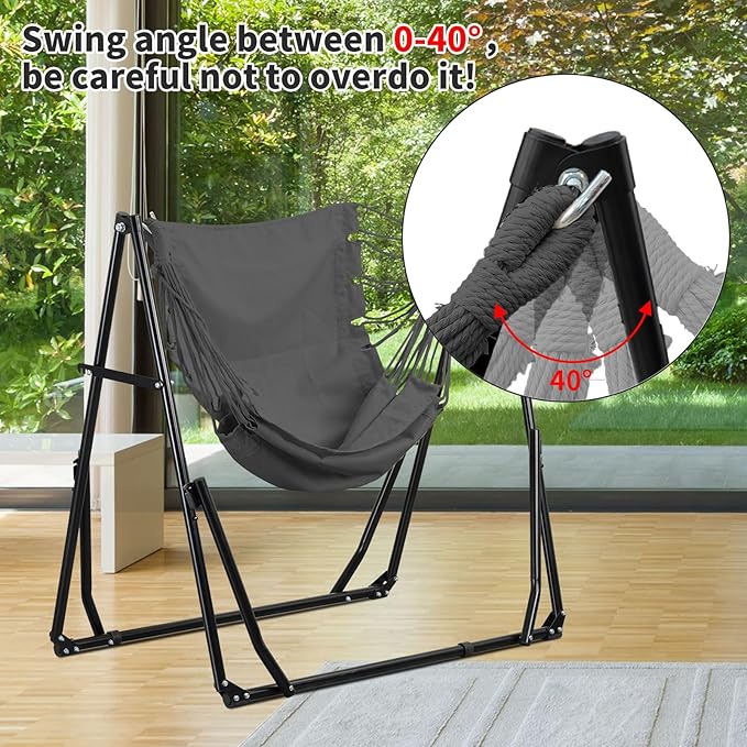2 in 1 Hammock with Stand Outdoor Hammock Swing Chair with Portable Heavy Duty Stand Multi-Functional Hammock Stand 480 lbs Weight Capacit-Gray
