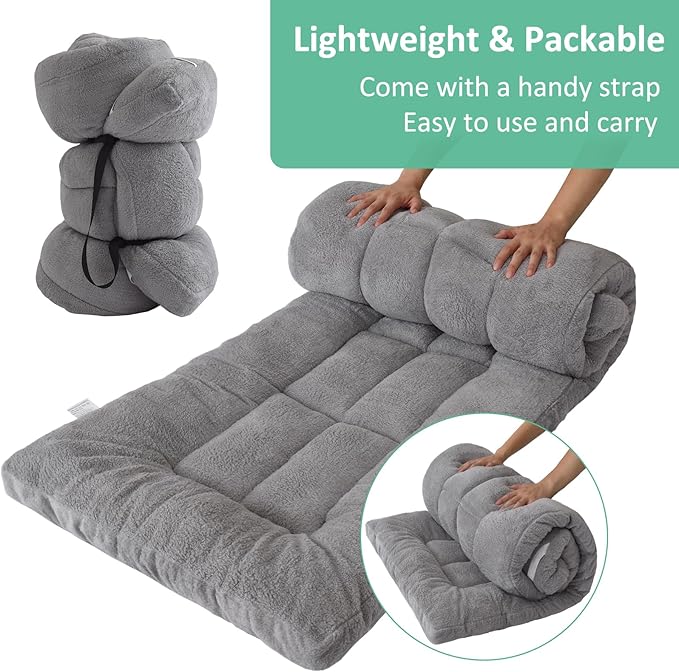 Thick Camping Sleeping Pad - Lamb Fluff Camping Cot Pads for Adult Soft Sleeping Mat Non-Slip Camping Mattress Pad for Car Tent