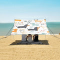 Bolaz Beach Canopy Tent Sun Shade9'×10.5' Large Family Beach Shade UPF50+- Outdoor Shade for Camping Trips FishingFloral Dachshund Pattern
