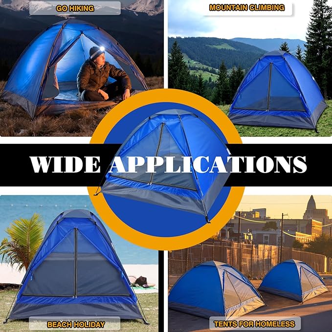SATINIOR 10 Pack 2 Person Tents for Homeless Bulk Homeless Backpacking Supplies Lightweight Tent Waterproof Windproof Setup with Stakes Carrying Bag for Camping Charitable Donation