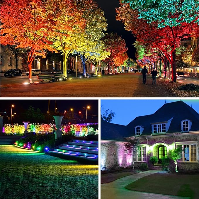 LED Flood Light Outdoor 500W Equivalent 5000LM Smart RGB Landscape Lighting with APP Control DIY Scenes - Timing - Warm White 2700K - Color Changing Uplight IP66 Waterproof 43 Modes (4 Pack)
