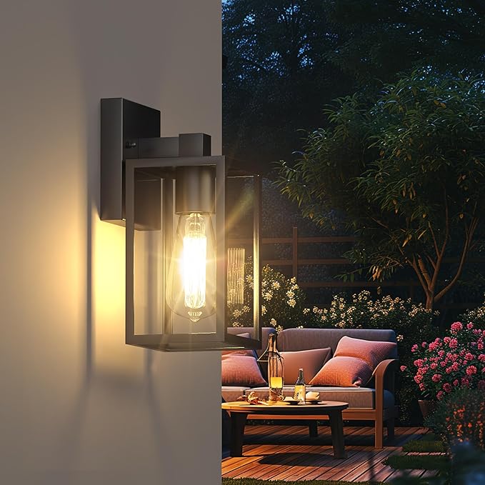 Outdoor Light Fixture Wall Mount LED Exterior lighting fixtures for Outside Front Porch Lights Waterproof Wall Sconce Lantern Lamp Black Coach Lights for House Patio Garage Doorway Entryway