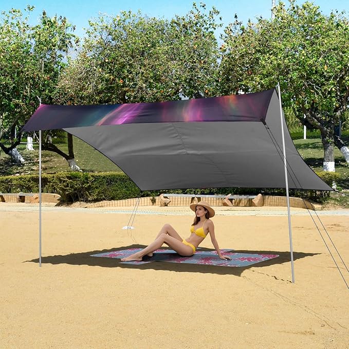 Camping Sun Shelters Cat Flying in The Universe Beach Canopy 126 * 110.2in