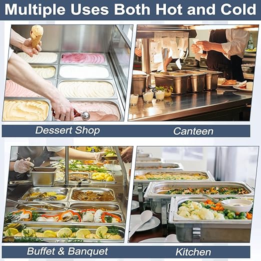 8 Pack Stainless Steam Hotel Pan 6 Deep Steam Table Pan with Lid 0.8 mm Thick Stainless Steel Restaurant Anti Clogging Steamer for Party Restaurant Hotel(1/4 Size)