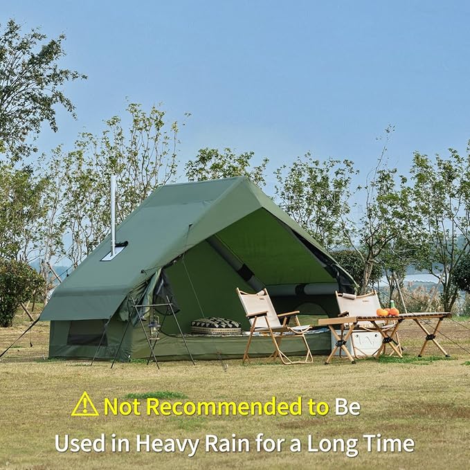 Inflatable Camping Tent with Hand Pump Waterproof Outdoor Blow up Tent Oxford 4 Season Air Tent Cabin House with Mesh Windows &amp Door 12sq/6sq Green