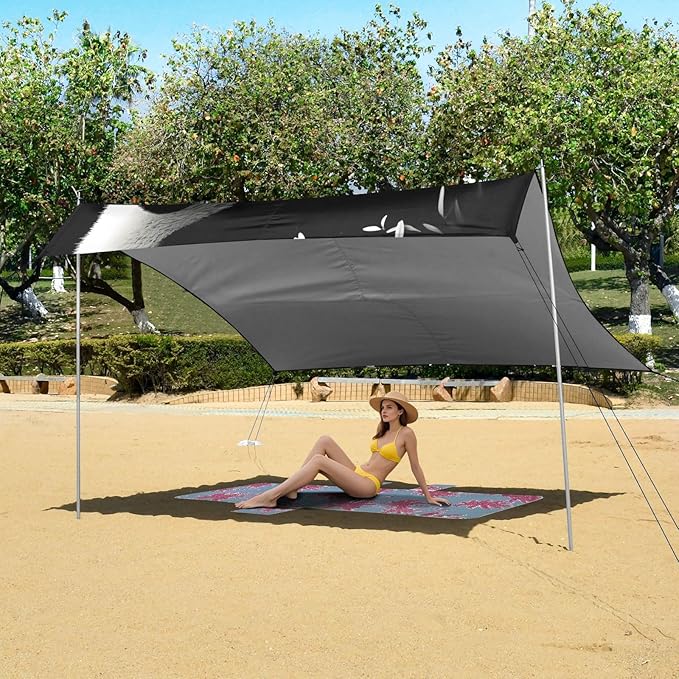 Cute PandaCamping Sun Shelters 9.2 x 10.5 FT Beach Canopy Tent Sun Shade with Carrying Bag for Camping Trips Fishing Backyard Fun or Picnics 21340722