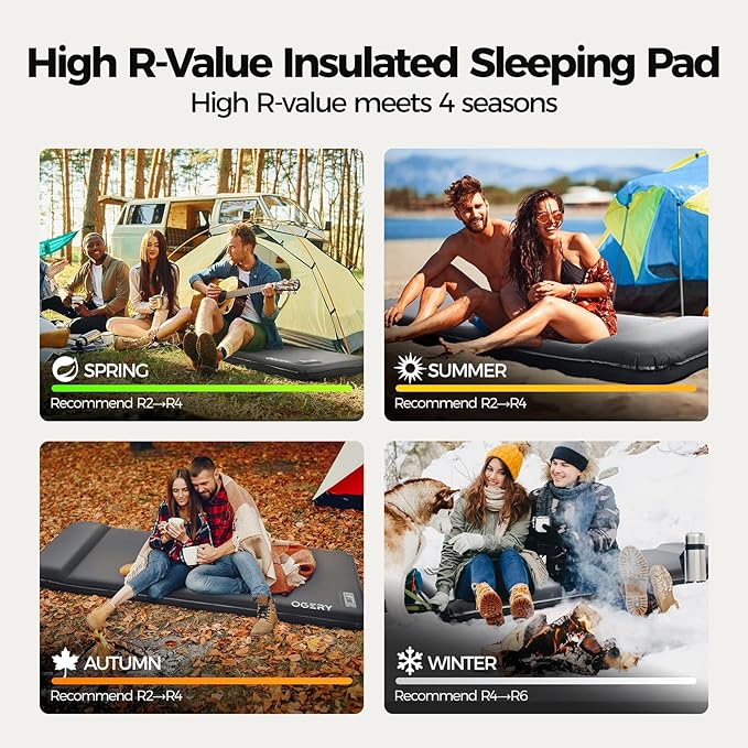 OGERY Self Inflating Sleeping Pad with Electric Pump 3.15 Ultra-Thick Memory Foam Camping Pad 4 Season Camping Mattress Pad with Built-in Pillow Camping Essentials Gear for Tent Travel Car