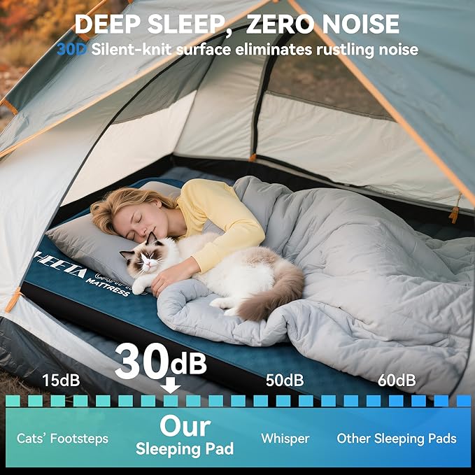 HEETA Self Inflating Sleeping Pad with Electric Pump 4 Ultra Thick Memory Foam Camping Mattress 9.5 R-Value Insulated Sleeping Mat Easy to Inflate &amp Deflate for Camping Car Travel Tent Cot Bed
