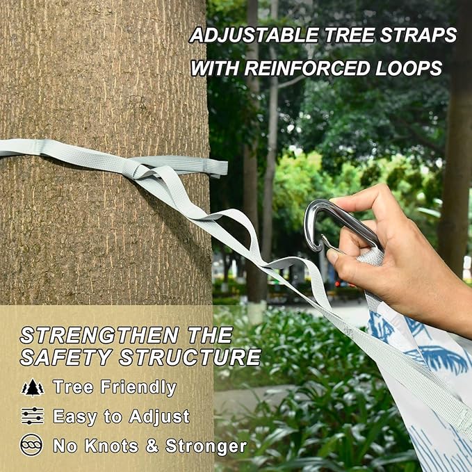 OTVEE Camping Hammock Tropical Island Pattern Portable Hammocks 500lb Upgraded Thickened Durable Single Hammocks with Tree Straps &amp Travel Bag for Camping Outdoor Indoor Patio Backyard