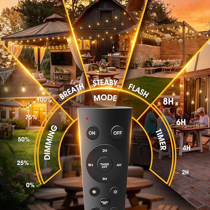 addlon 36FT LED Outdoor String Lights with 12 Edison Vintage Shatterproof Bulbs Commercial Grade Patio Lights IP65 Waterproof for Balcony Backyard and Garden Warm White