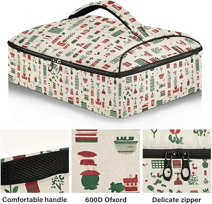 Casserole Carrier Pattern Italian Mountain Style ArtInsulated Casserole Carrier for Hot or Cold Food Thermal Lunch Tote for Potluck Parties Picnic Beach Fits 9 x 13 Inches Baking Dish