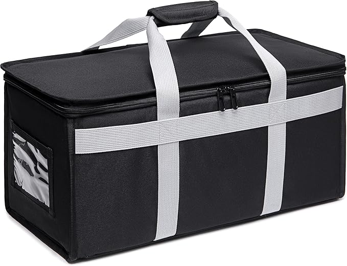 Insulated Delivery Bag Carrier Large 22x10x10 Commercial Grade (Chafing Dish Warming Tray Grocery Pizza Casserole)