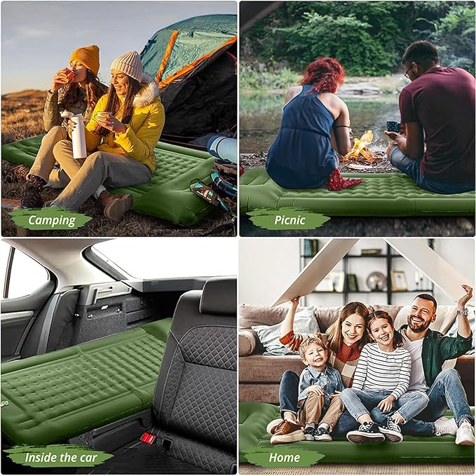 78in x 29in x 5in Camping Sleeping Pad Upgraded Durable Waterproof Compact Traveling Air Mattress Built-in Foot Pump Ultralight Inflatable Sleeping Mat for Backpacking Hiking
