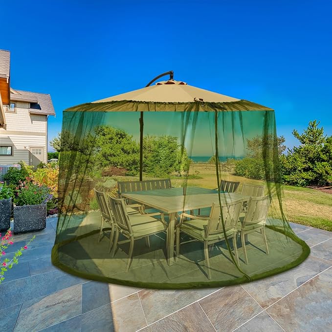 Mosquito Net for Patio with Zipper Door and Water Tube Suitable for Outdoor Patio Camping Umbrella 7.5-1 1FTJVLJVL (grmy green)