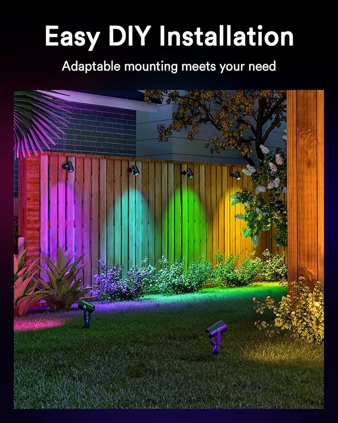 Lumary 56FT Smart Landscape Lights Gen2 6 Pack RGBAIWW Color Changing Spotlights Low Voltage Outdoor Lights for Yard Festival Compatible with Alexa &amp Google Assistant