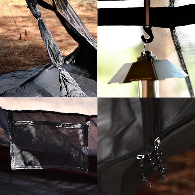 1 Person Mesh Inner with 3000mm Bath Floor for Bell-Shaped Hot Tent – Camping Hiking Hunting Fishing Waterproof Windproof Lightweight