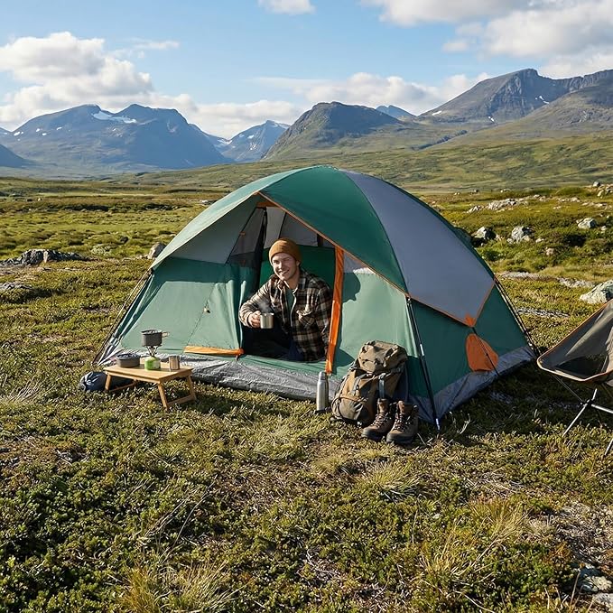 OLIXIS Camping Tent 2/4 Person Waterproof Windproof Dome Tent with Multi-Directional Ventilation Quick 5 Min Setup for Family Outdoor Backpacking Hiking