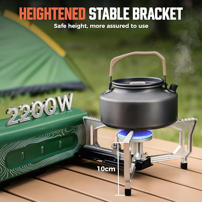 BIG HORN OUTDOORS Butane Camping Stove Portable Folding Gas Burner with Carry Bag for Camping Emergency Use and Outdoor Cooking