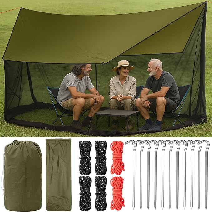 Screen House for Hammock Backpacking Hammock Tent with Mosquito Net Portable Waterproof Bug Screen Tent for Canoe Picnics Hiking Camping Beach Backyards Outdoor in Summer