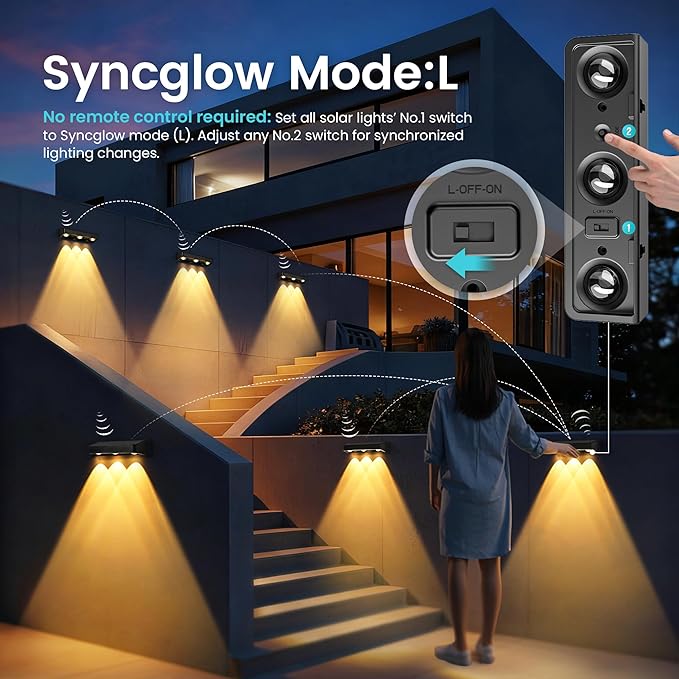 Solar Wall Lights100 LM Color Changing Solar Fence Lights Outdoor Solar Powered with Ultra-Bright LED Lens 1200 mAh Waterproof IP65 for Christmas Halloween Patio Yard Backyard 6 Pack (RGB)