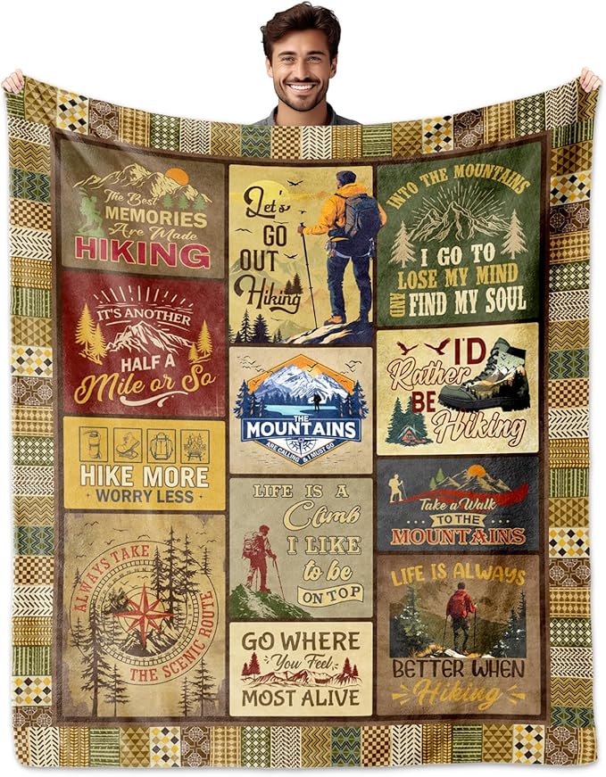 Hiking Gifts for Men Hiking Gifts for Women Gifts for Hiker Outdoor Blanket 60x50 Hiking Gifts Hiking Lovers Gifts Hiking Gifts for Couples Hiker Mountain Gifts Gifts for Hiker Christmas
