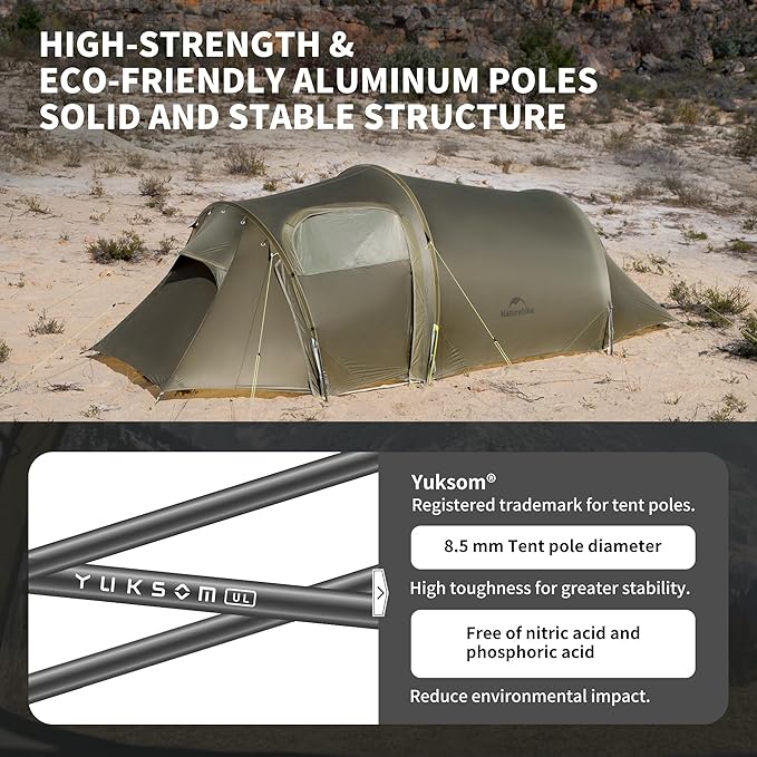 Naturehike Opalus 4 Season Camping Tent Waterproof 2-3 Person Backpacking Tent Double Layer Tunnel Winter Tents for Camping