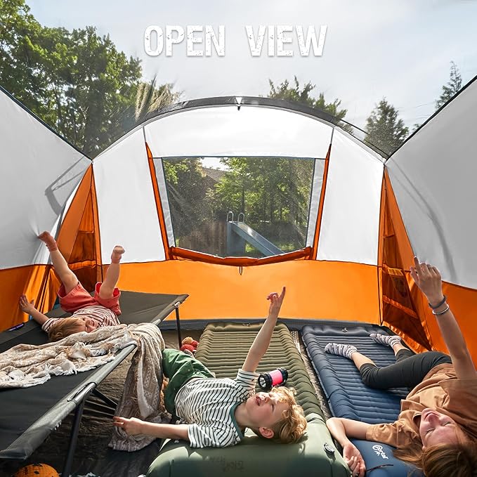 PORTAL 6/8/10 Person Family Camping Tent with Screen Room Water Resistant Big Tunnel Tents with Rainfly Large Family Tent for Camping Outdoor Patio