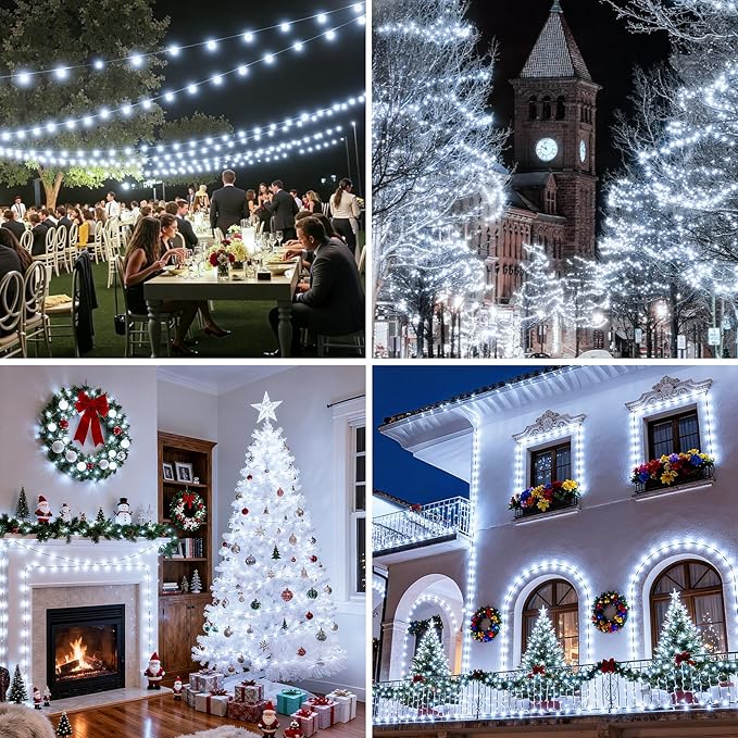Mlambert 1500 LED Christmas Lights 492FT Outdoor Waterproof Dimmable Fairy Lights with Remote 8 Modes Indoor Lighting for Holiday Décor Cool White