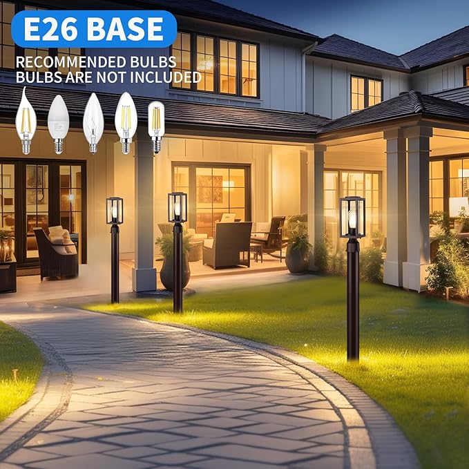 Outdoor Post Lights Lamp Post Light Fixture 2 Pack Modern Brown Exterior Post Lantern Fixture with Tempered Glass Anti-Rust Light Posts for Outside for Driveway Patio Garden