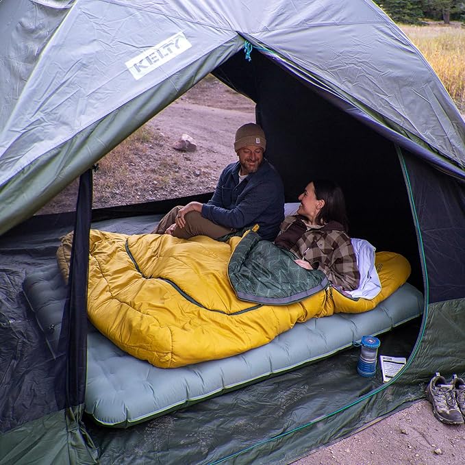 Kelty Kush Queen Air Bed W/Battery-Powered Pump PVC-Free Queen Air Mattress Comfy and Plush 6-inch Pad Carry Bag Included - Indoor/Outdoor Camping Air Bed