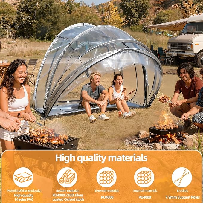 Pop Up Bubble Tent 4 Person Portable Clear Dome Weather Proof Garden Tent Waterproof Outdoor Camping Shelter with Vent Window Screen House for PartyBackyardsCampingSports